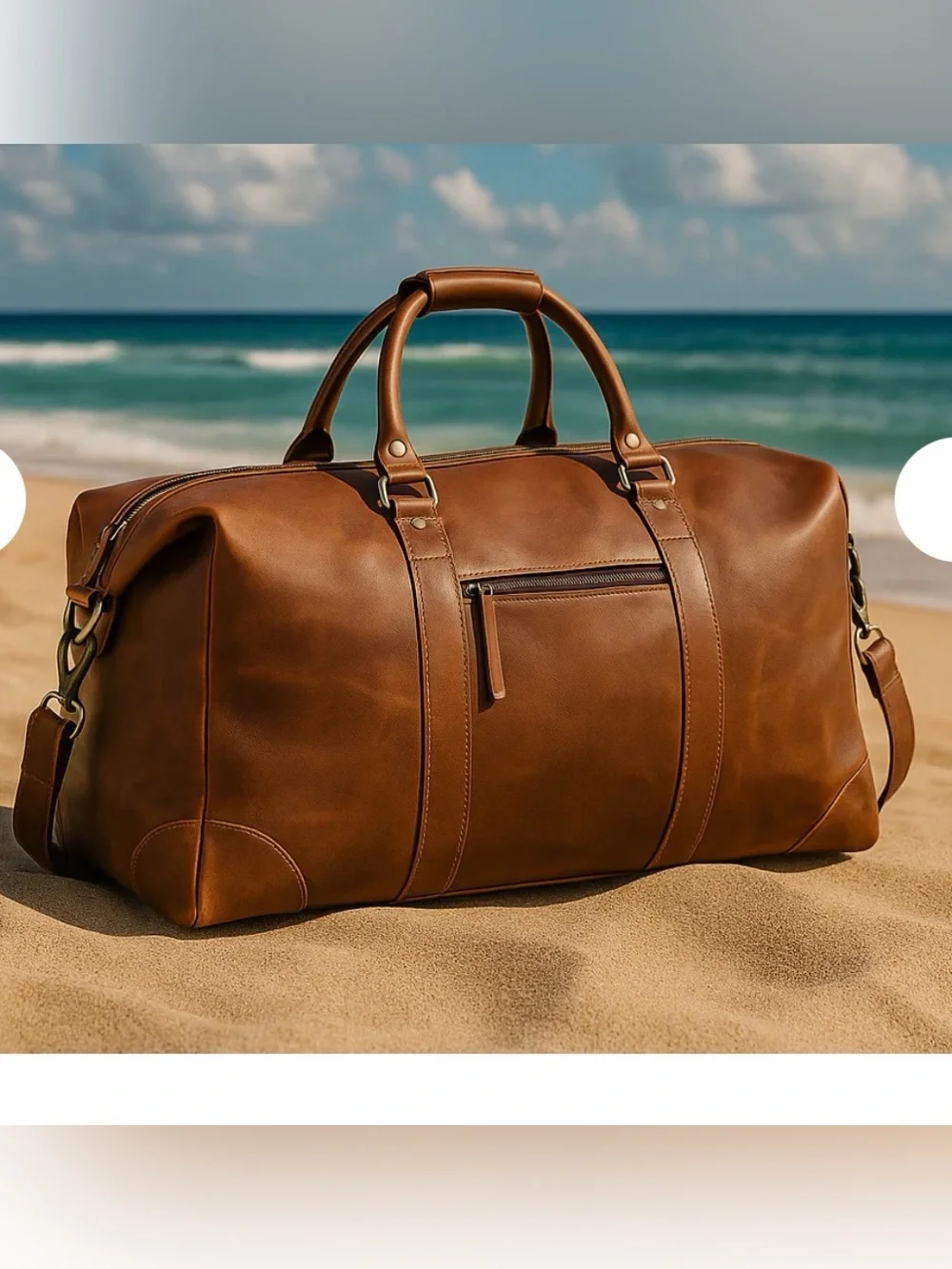 Denver Leather Craft Tan Brown Leather Duffel Bag -24”